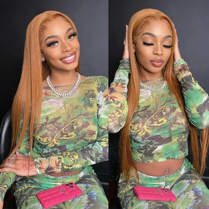 Peruka w kolorze jasnego brązu, peruka typu lace front 13x4, peruka typu lace frontal, prosta jak kość, wstępnie wyregulowana linia włosów, gotowa do założenia, odporna na ciepło, syntetyczne włosy do codziennego użytku.