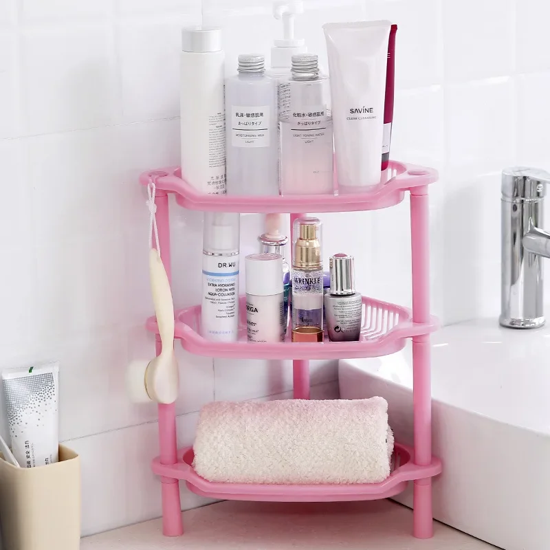 Household Double-layer Desktop Shelf Storage Rack Bathroom Plastic Storage Rack Floor Triangular Square Three-layer Storage Rack