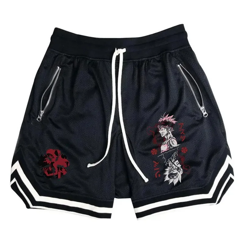 Anime Black Clover Basketball Shorts Men\'s Sports Gym Shorts Summer Fitness Joggers Casual Breathable Short Pants Scanties Male