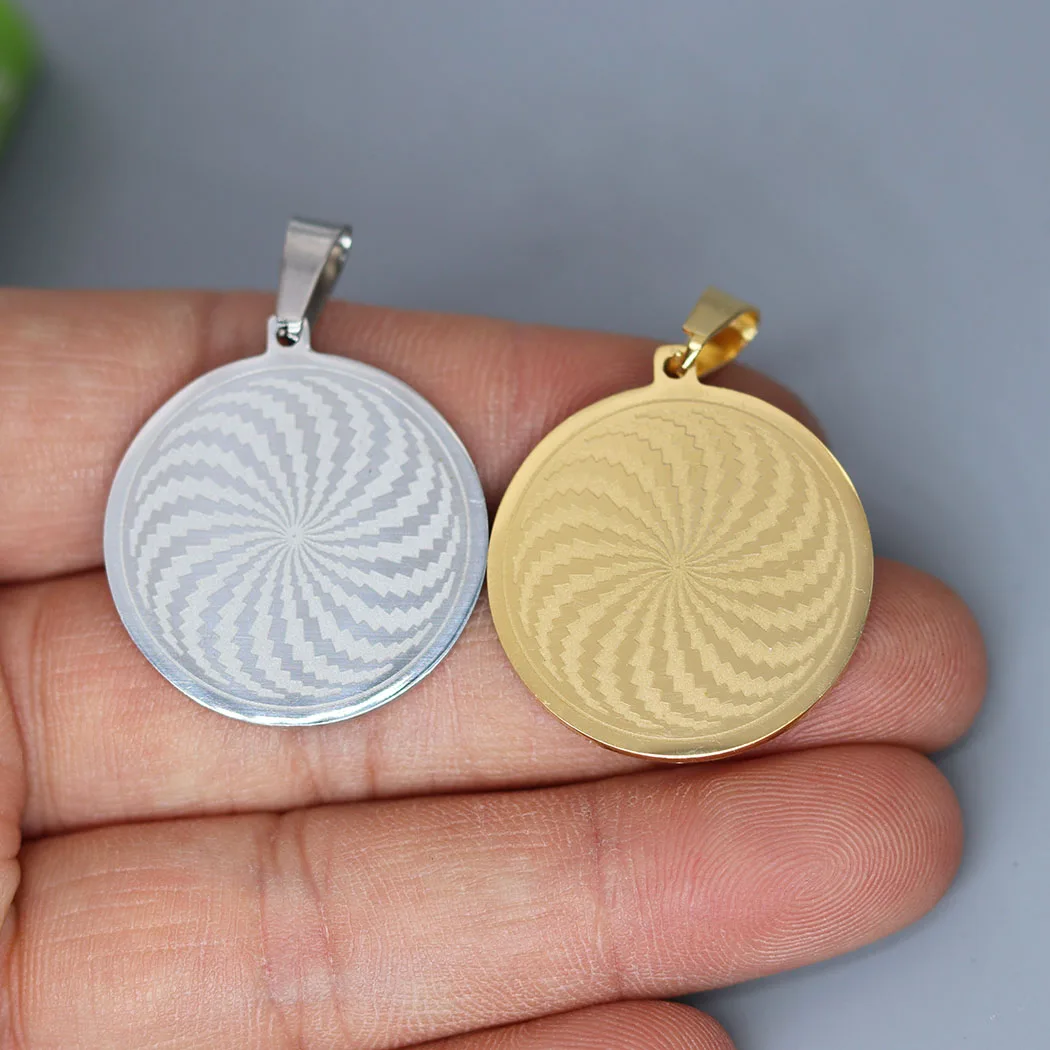 2pcs The Illusion of Amulet Round Hypnosis Stainless Steel Pendant for Lucky Protection Necklace Bracelets Jewelry Making