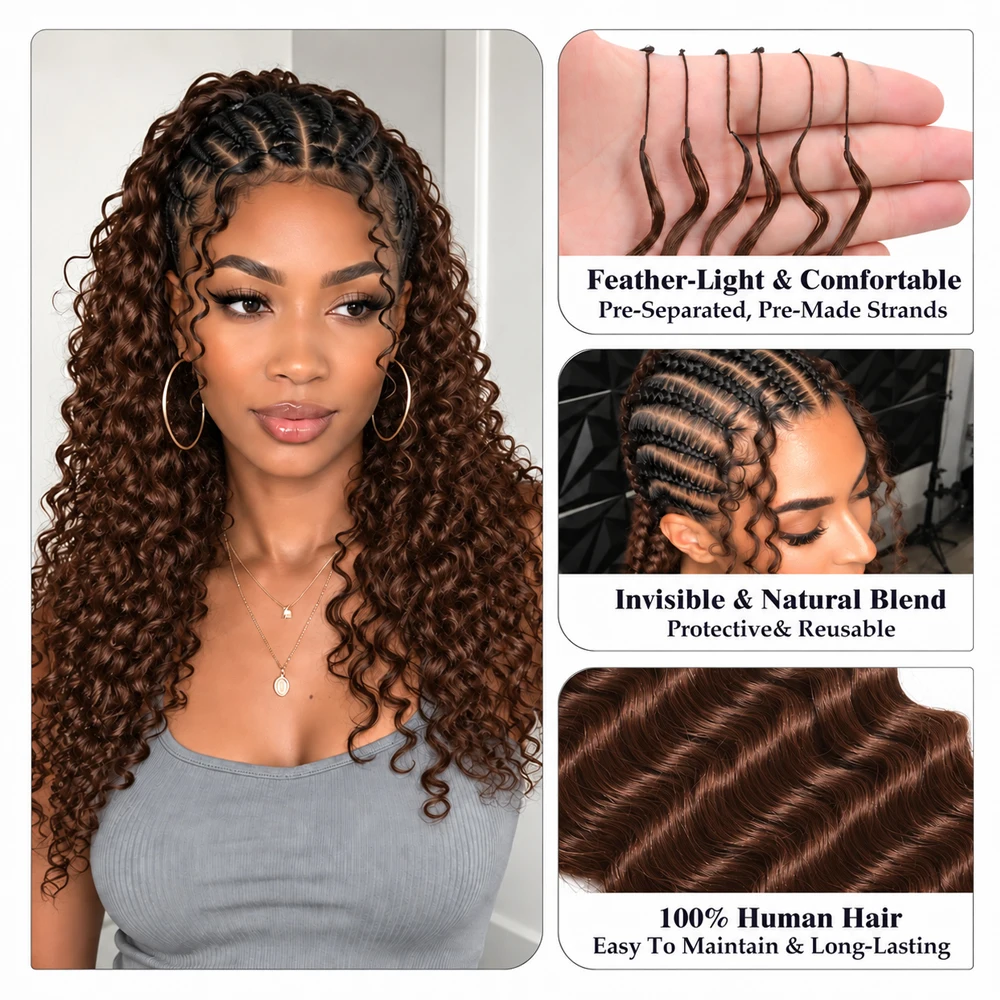 # 4 شعر طبيعي بني مموج عميق، م - مراجعة Human Hair Wigs وسعره