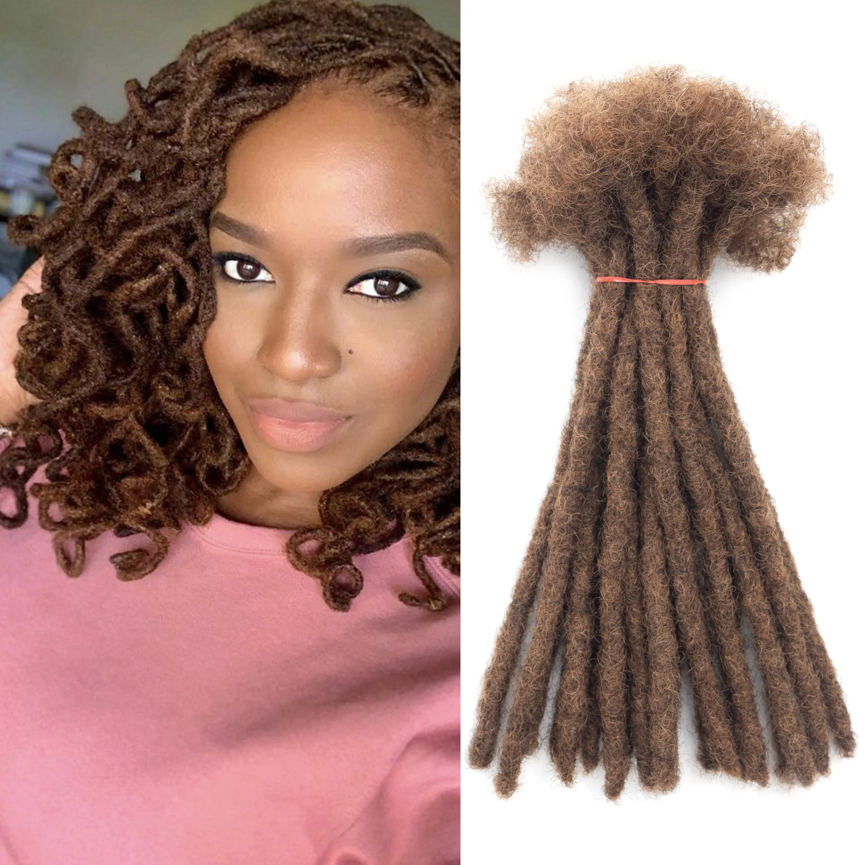 20strands/pack #33 0.6cm Thickness Locs Hair Extensions Braids for African Hair Curly Afro Kinky Dreadlock Extensions Human Hair