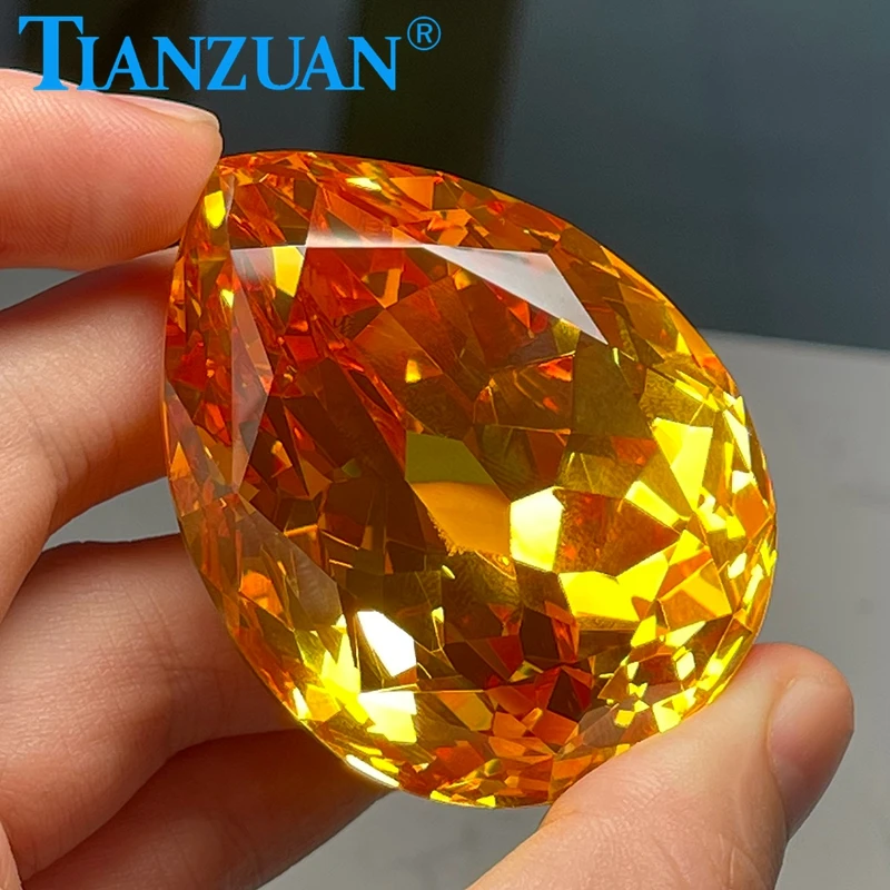 

Cullinan Cut Yellow Color Pear Shape Cubic Zirconia 45.4x58.9mm 893ct Loose CZ Stone Synthetic Gems Beads For Jewelry Making