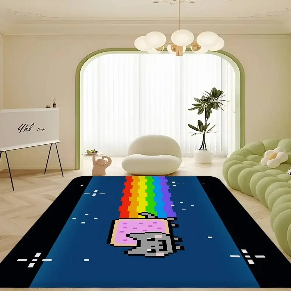 Cute N-nyan CatS Bathroom Mat Anti-slip Absorb Water Long Strip Cushion Bedroon Mat Welcome Doormat