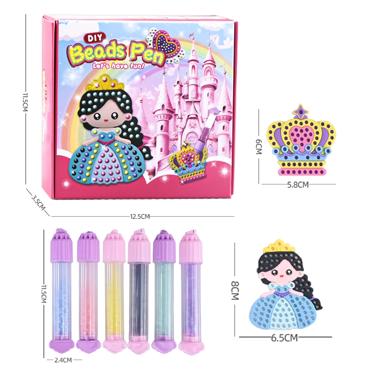 ألعاب أقلام الخرز DIY، مجموعة مصنوعة يدويًا، ملصق إنتاج إبداعي، لعبة هدايا للفتيات على شكل فيونكة قوس قزح للأميرة