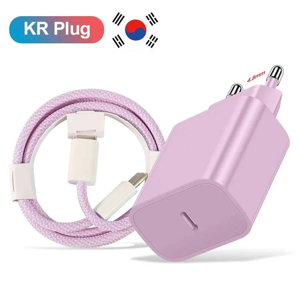 20W PD Korean USB C Type C Charger For iPhone 15 Fast Charging Cable For Xiaomi Redmi Note 12 Samsung S23 Ultra Type C Phone