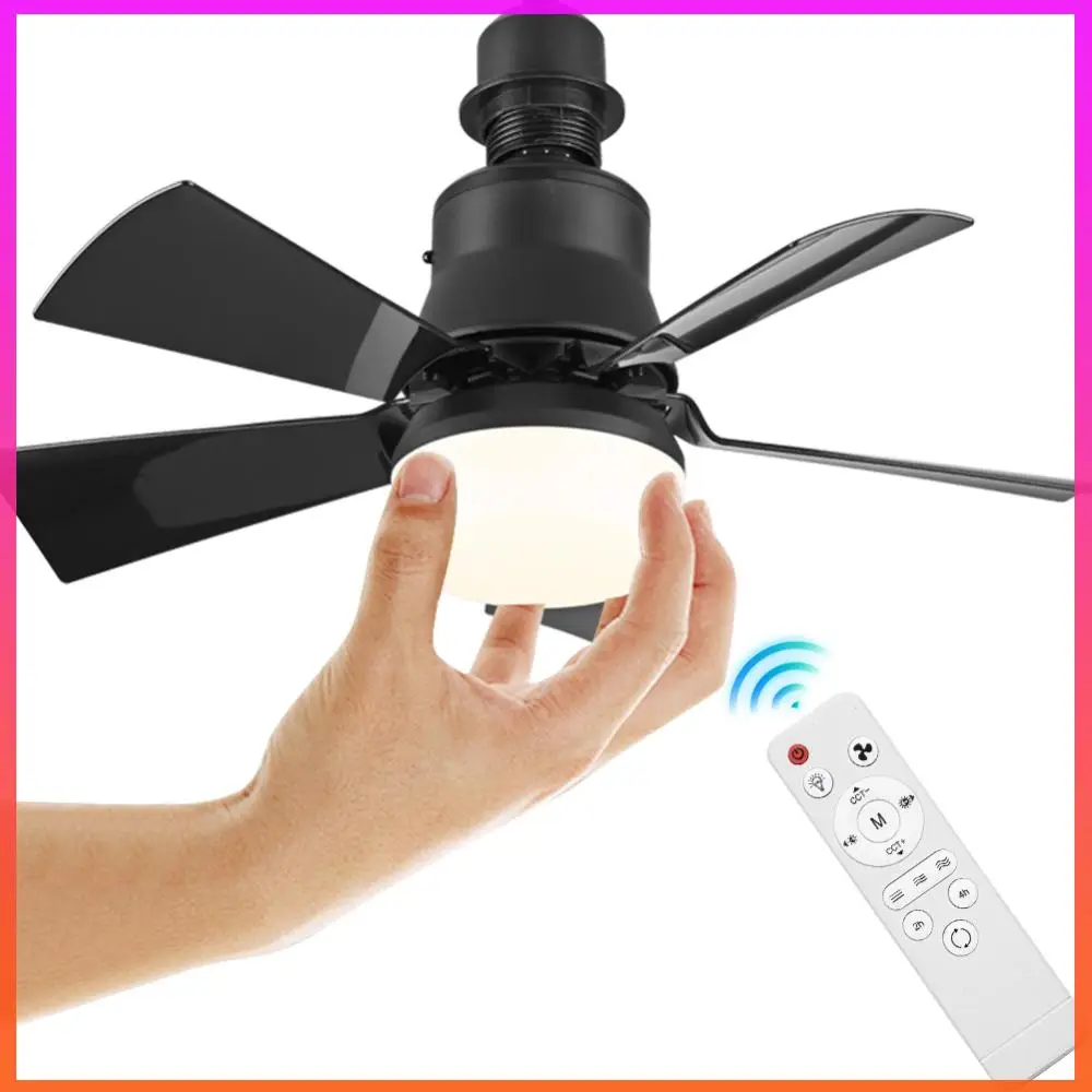 Screw Ceiling Fans with Light Remote Control Timing E27 Socket Ceiling Fan with Light Dimmable for Closet Dressing Room Kitchen