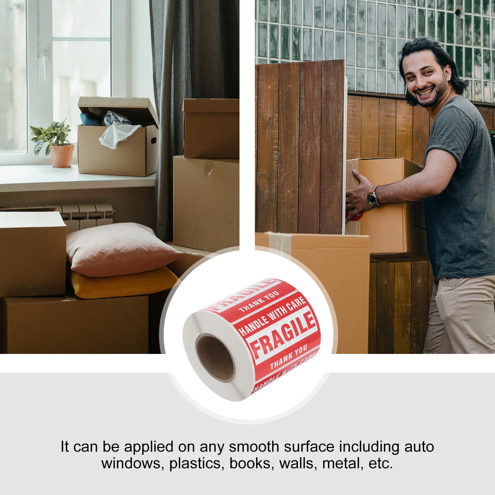 

2 Rolls Barcode Sticker Warning Sign Strong Adhesive Weather Resistant Box Sticker For Candy Bags Plastic Metal Wall Red File