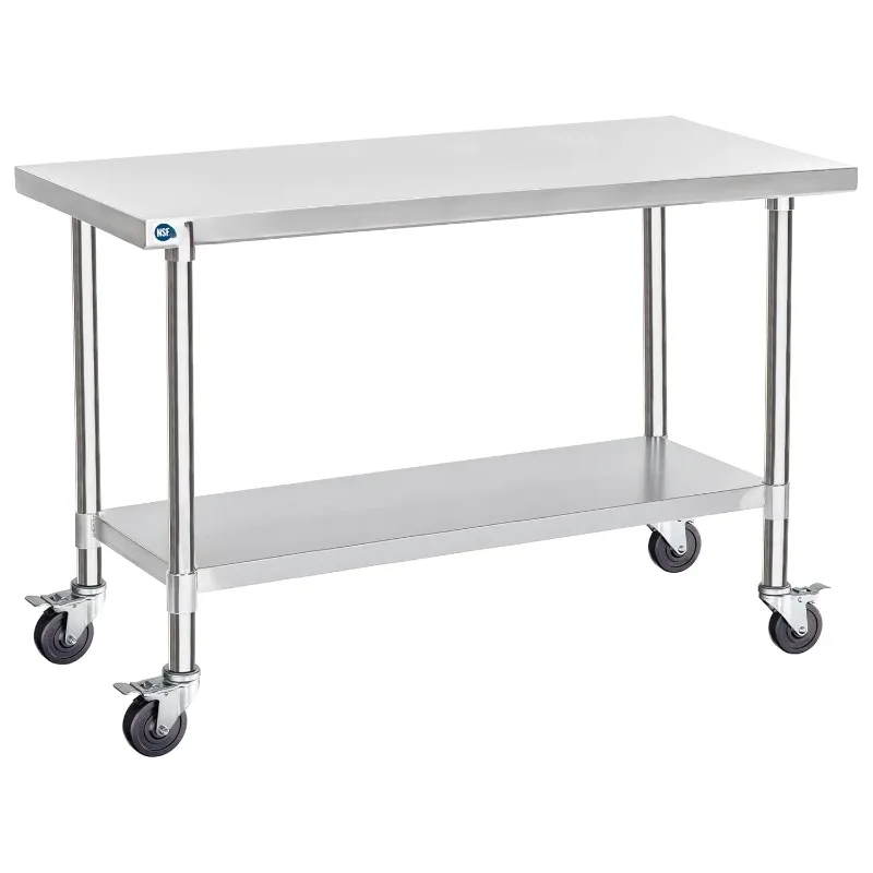 

Food Prep Stainless Steel Table - 30 x 60 Inch Metal Table Cart - Commercial Workbench with Caster Wheel - NSF Certified