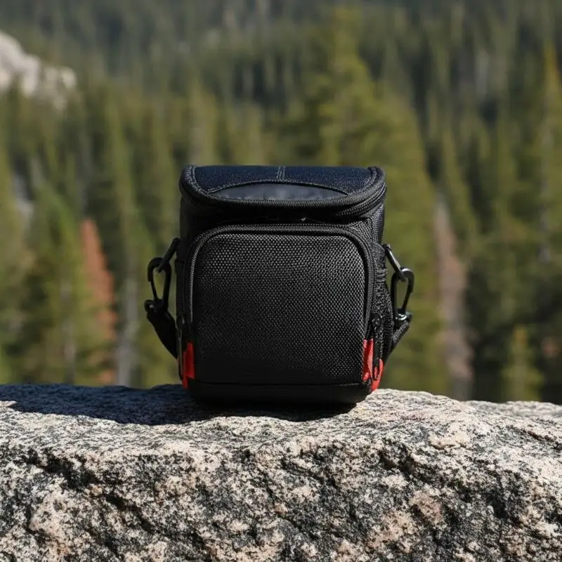 Nylon Waterproof SLR Camera Bag Lightweight Shockproof Black Shoulder Bag for Outdoor Adventure
