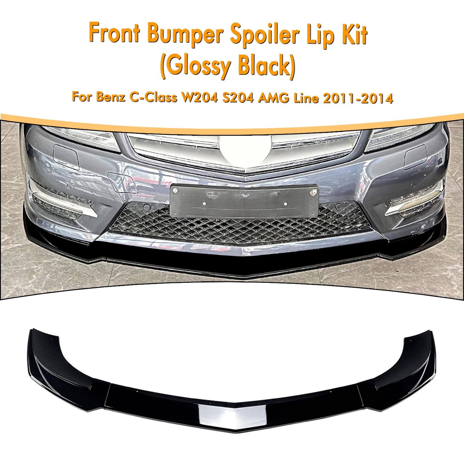 

Front Bumper Spoiler Lip Splitter Kit For Mercedes Benz C-Class W204 S204 C204 C180 C200 C220 C250 C260 C300 AMG Line 2011-2014