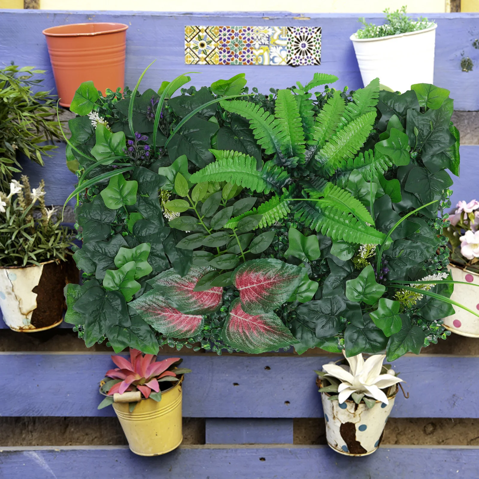 

Artificial Plant Wall Interlocking Fake Greenery Panels Lifelike Leaves Backdrop For Room Office Coffee Garden Fence