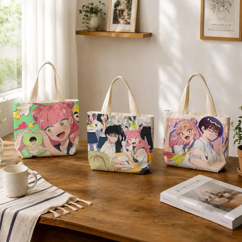 You and I Anime S-Suzuki T-Tani Large Capacity Cotton Polyester Zipper Tote Shoulder Bag