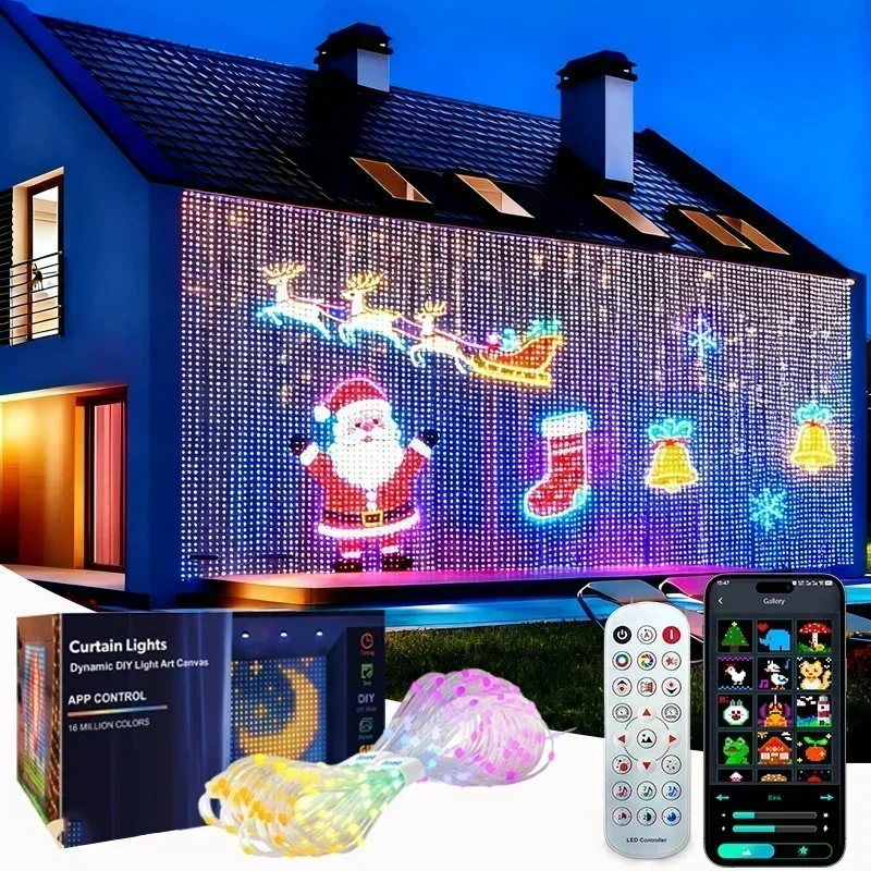 2026 New Smart Curtain Lights with DIY Pattern, 400LEDs Window Fairy Light Outdoor String Lights for Christmas Gift Home Decor