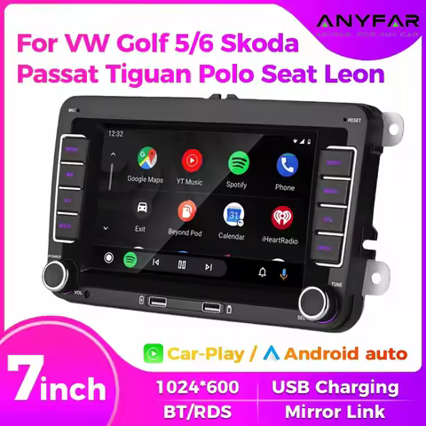 7" 2 Din HD Car Media Video RDS Airplay Car Radio CarPlay Android Auto Stereo Audio For Volkswagen/Seat/Skoda/Passat/Golf/Polo