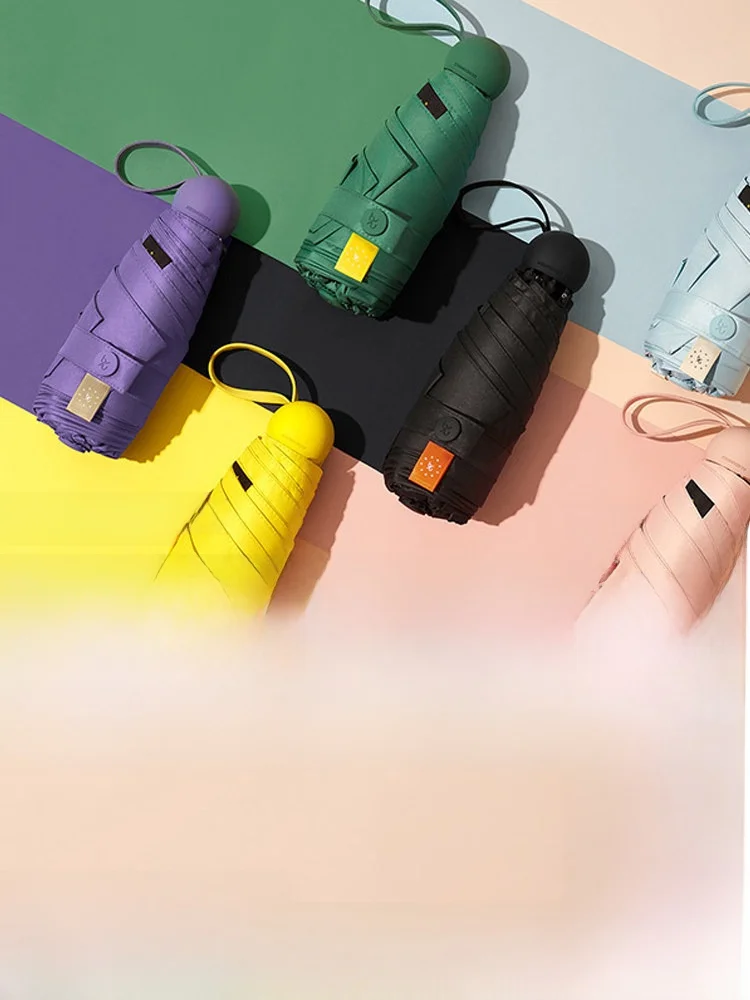 

Portable Sunshade Umbrella for Women Banana Leaf Capsule UV Protection Rain And Sun Dual Purpose Compact Black Glue Sun Umbrella