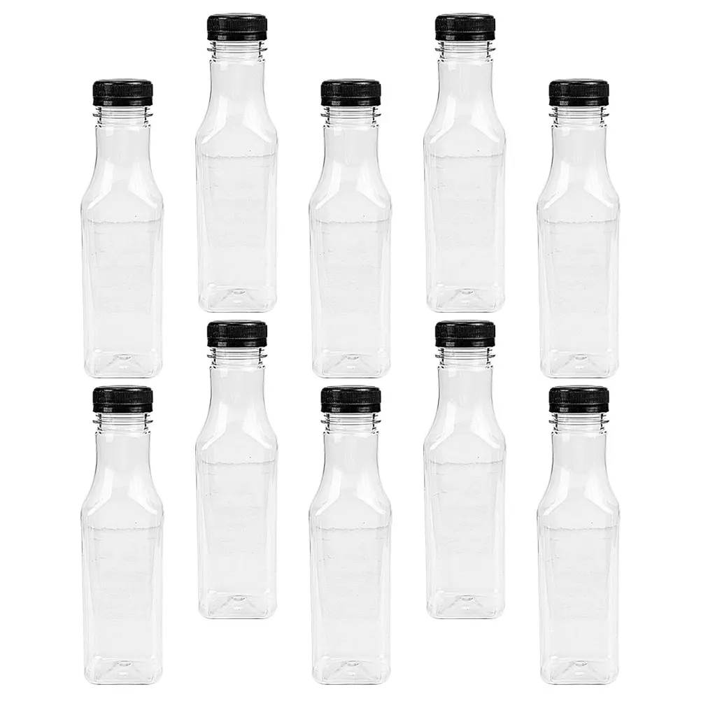 

10pcs Empty Juice Thick Beverage Bottles Clear Drink Containers Plastic Milk Bottles Juice Water Storage Transparent