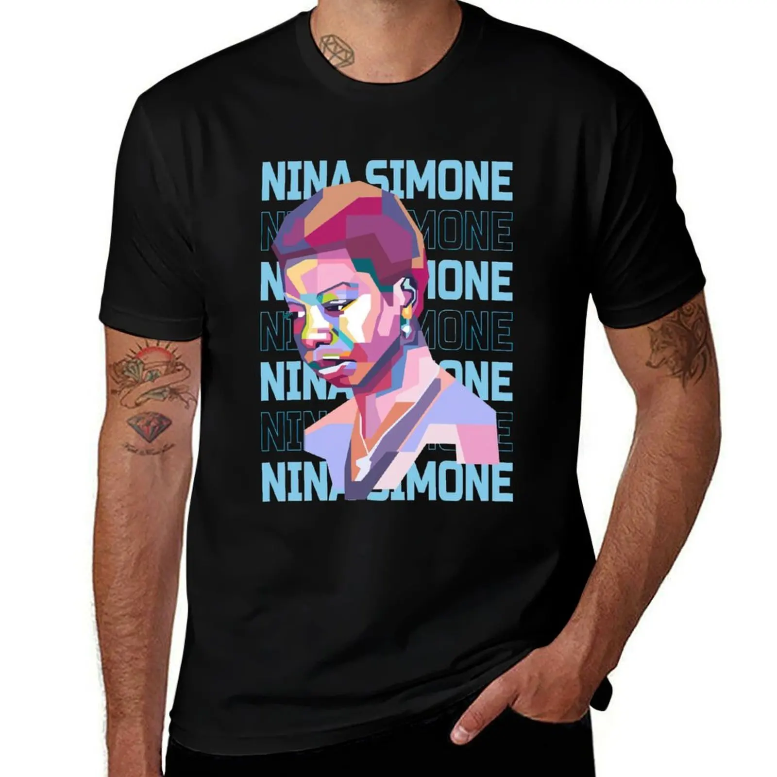 

Abstract Nina Simone in WPAP T-Shirt Casual Basic Short Sleeve T-Shirt