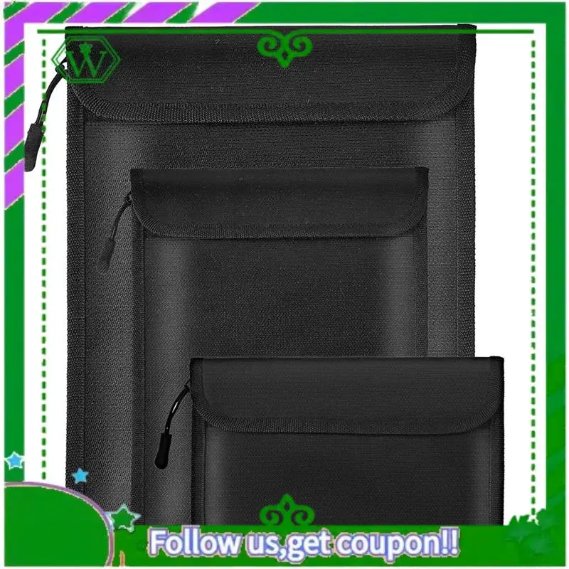 

Reliable-Fireproof Waterproof Document Bag 2000℉ 3Pack Fireproof Bags For Cash/Documents With Locking Zipper Waterproof Money Ba