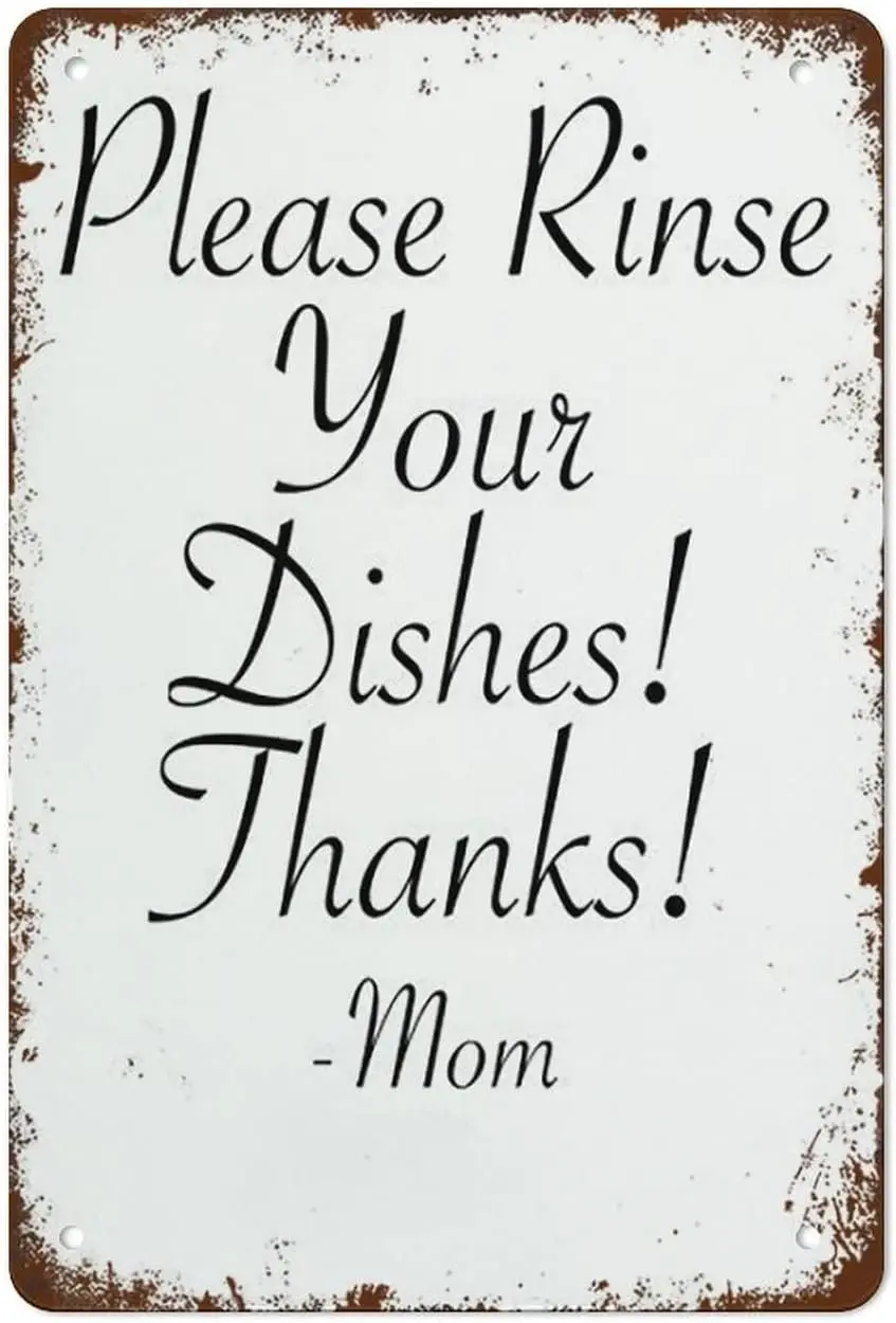 Rinse Your Dishes Sign Wash Your Dishes Funny Kitchen Sign Kitchen Sign Instruct Best Vintage Fun Home Decor Tin Signs,