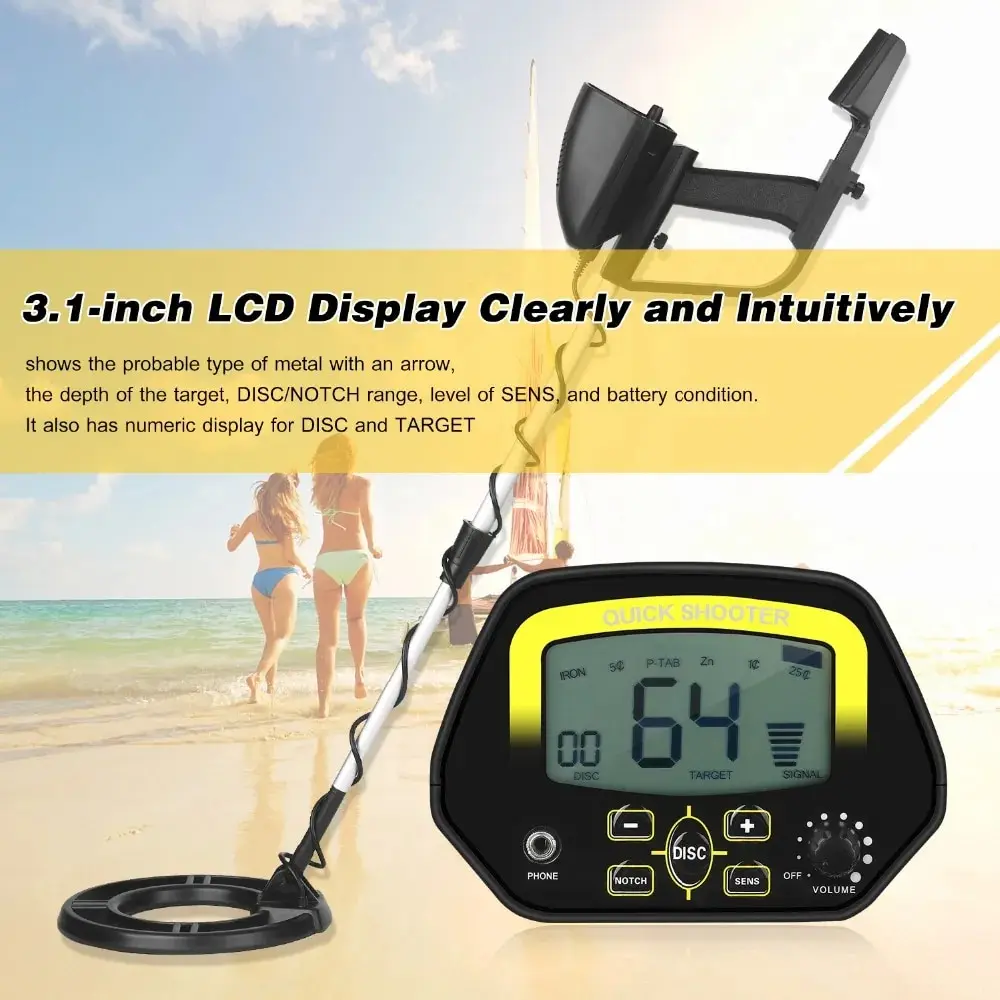 Underground Metal Detector Metal Locator Treasure-hunting Device Adjustable Notch & DISC Mode Pinpointing Function