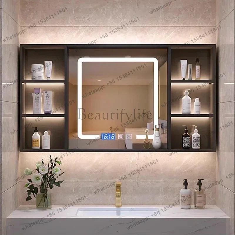 Smart Bathroom Cabinets Wall-mounted Storage Solid Wood Makeup Bathroom Mirror Cabinet Vanity Home Furniture
