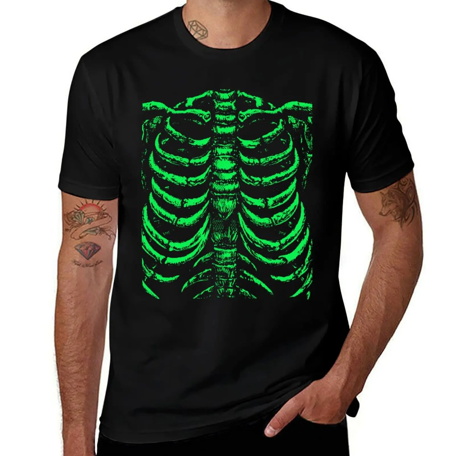 Skeleton Rib Cage Spinal Tap Alchemical Illustration Viking Esoteric Duality T-Shirt anime t shirts oversize T-Shirt