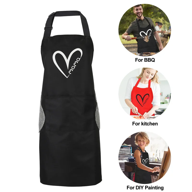 Kitchen Apron Waterproof Oil-proof Cooking Baking Aprons Restaurant Sleeveless Aprons Daddy Mom Kids Household Cleaning Tools