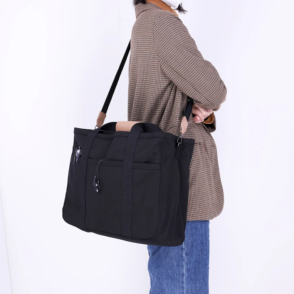 

Женская повседневная сумка с несколькими карманами, мягкая холщовая сумка, универсальная сумка через плечо с регулируемым ремнем, сумка-тоут для покупок, работы, повседневного использования