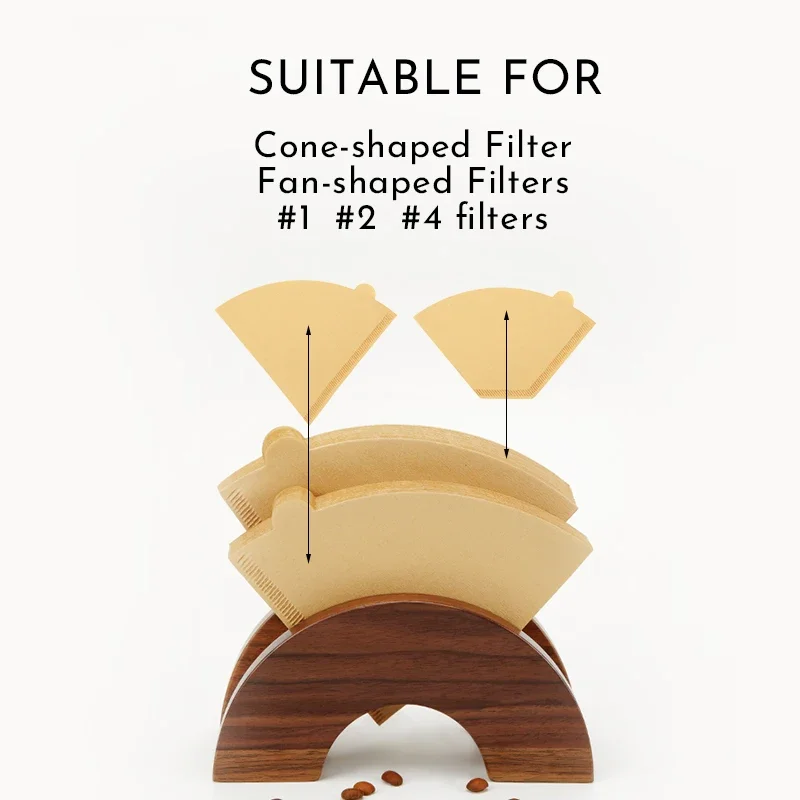 Coffee Filter Paper Holder Walnut Wood Coffee Accessories Stand Capacity of 100 Pcs Paper Storage