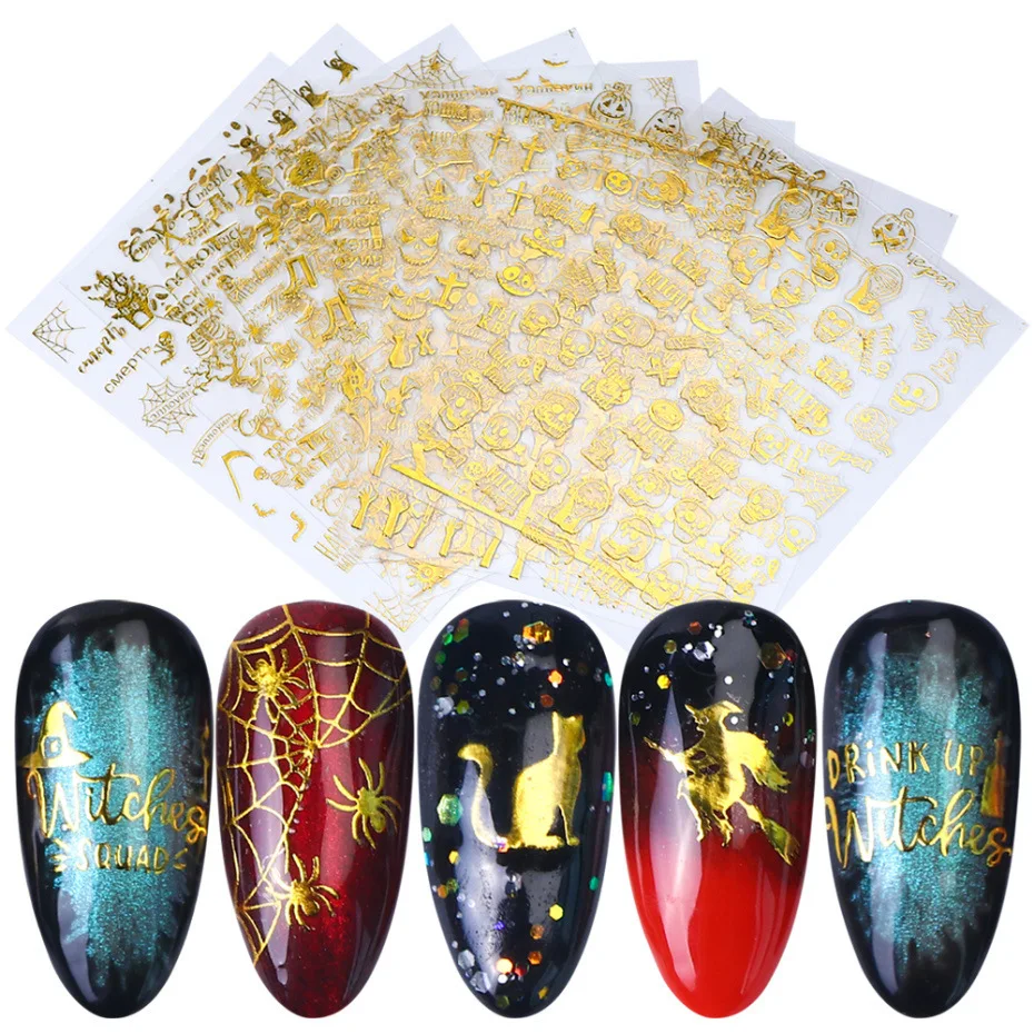 

Factory Sale 500PCS Gold and Black 3D Nail Art Stickers Hollow Decals Adhesive Nail Sticker Free EMS/FEDEX/DHL Shipping