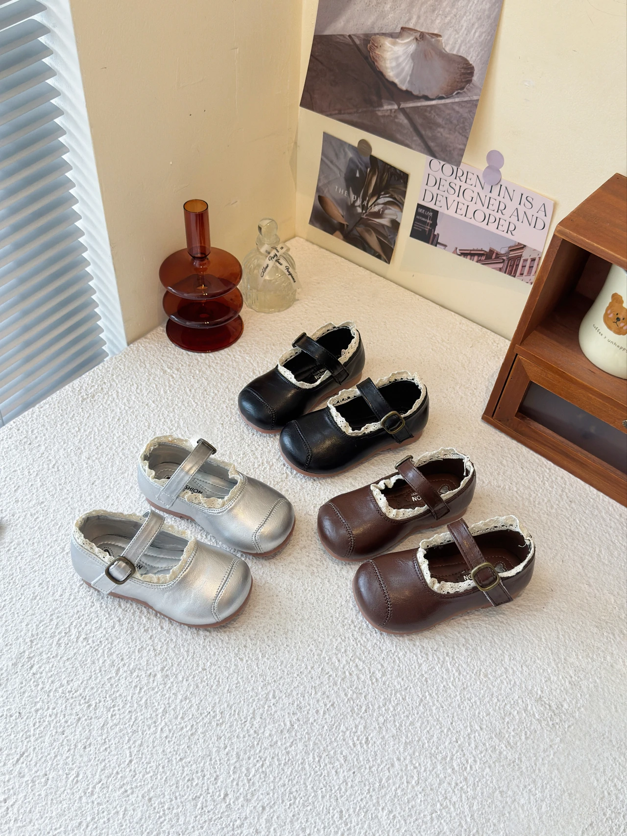 

Kids' Casual Shoes PU Soft Leather Comfortable Flats For Girls Soft Bottom Anti-slip Silvery Black Shoes Size 23-34