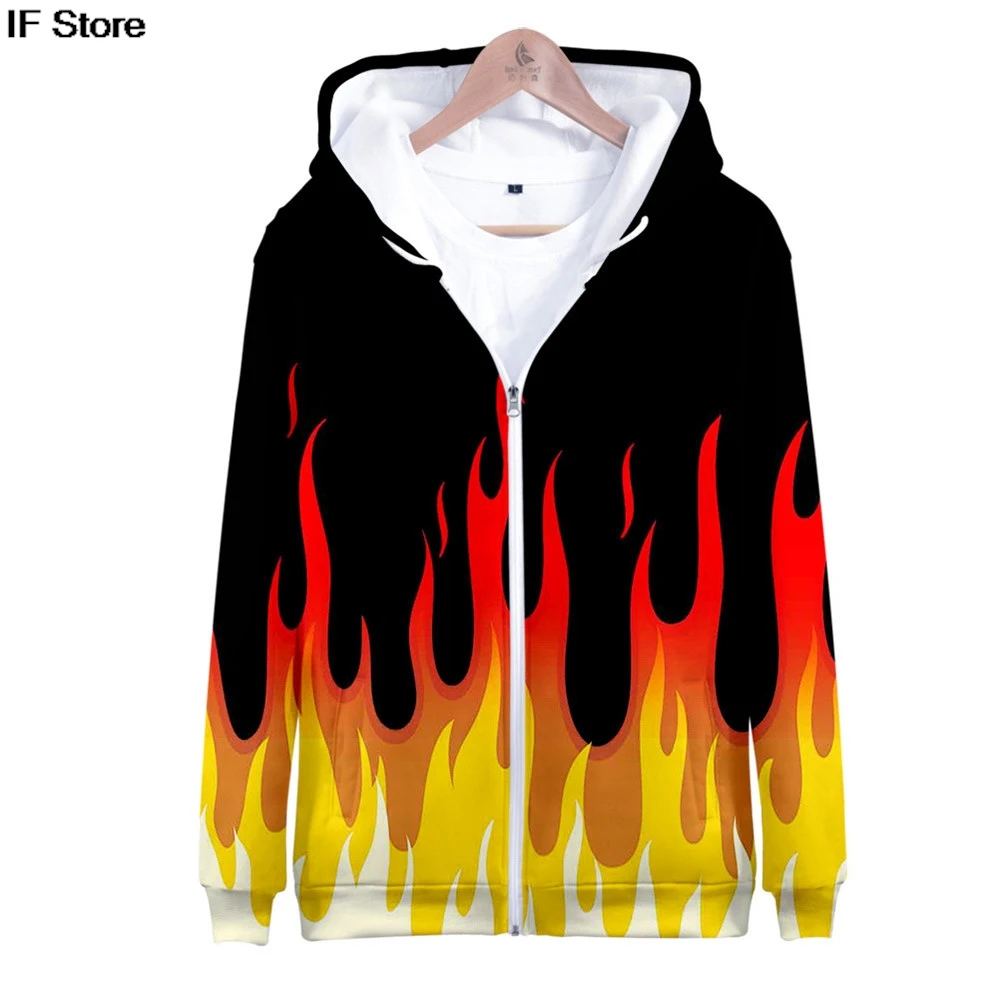 

2025 Red and Yellow Flame Hoodies Man kids Women Streetwear Boys Hoodie Sweatshirt Fleece Clothing