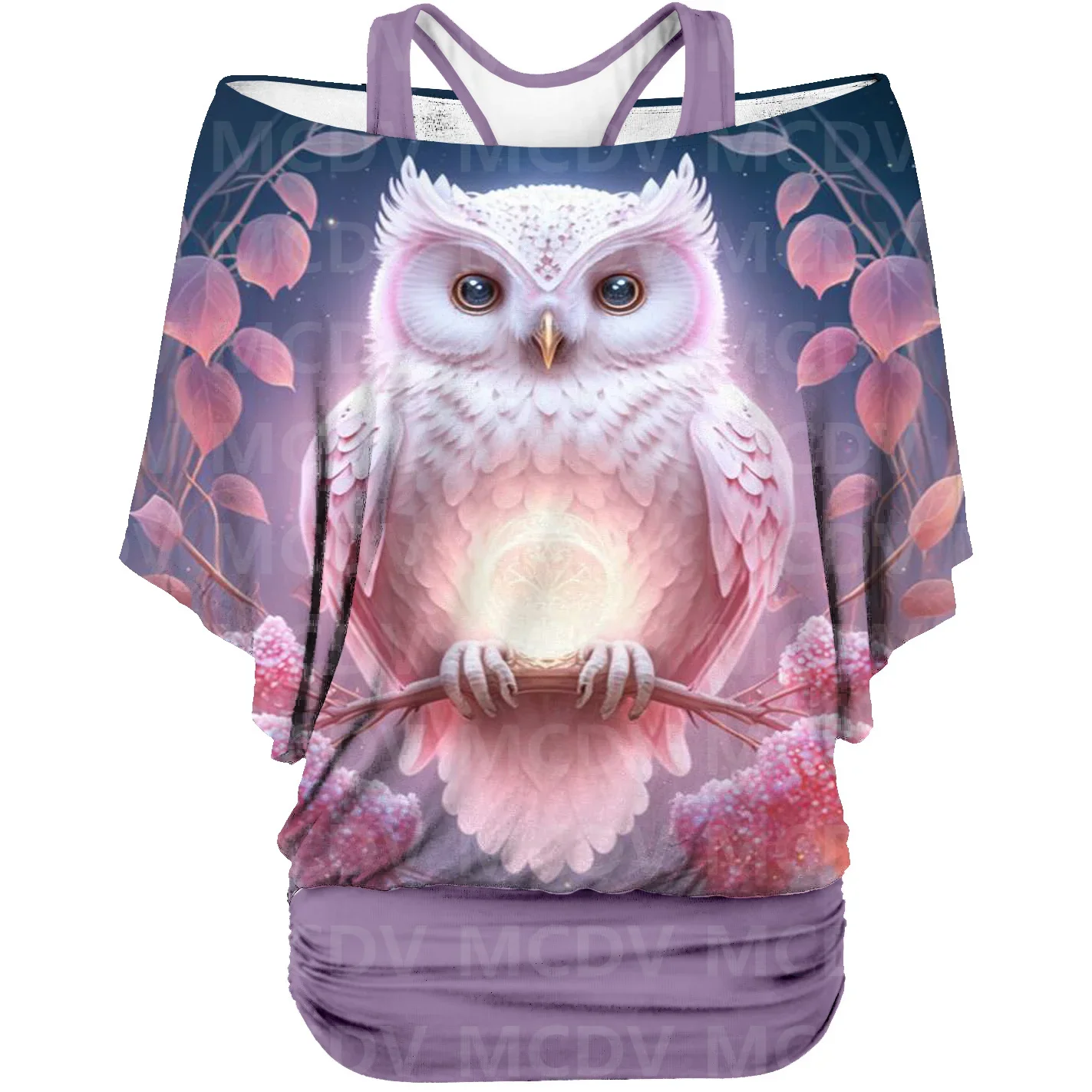 

Owl 3D Printed Fake Two-Piece Top Women's Retro Punk Casual T-Shirt Harajuku Streetwear Collection