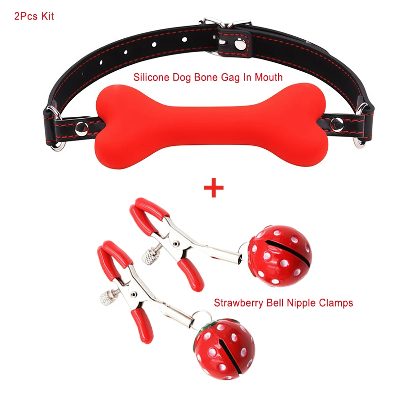 Bdsm adulto jogo bondage kits diamante padrão chicote morango sino mamilo grampos amarrando corda de algodão algema cão osso mordaça sex shop