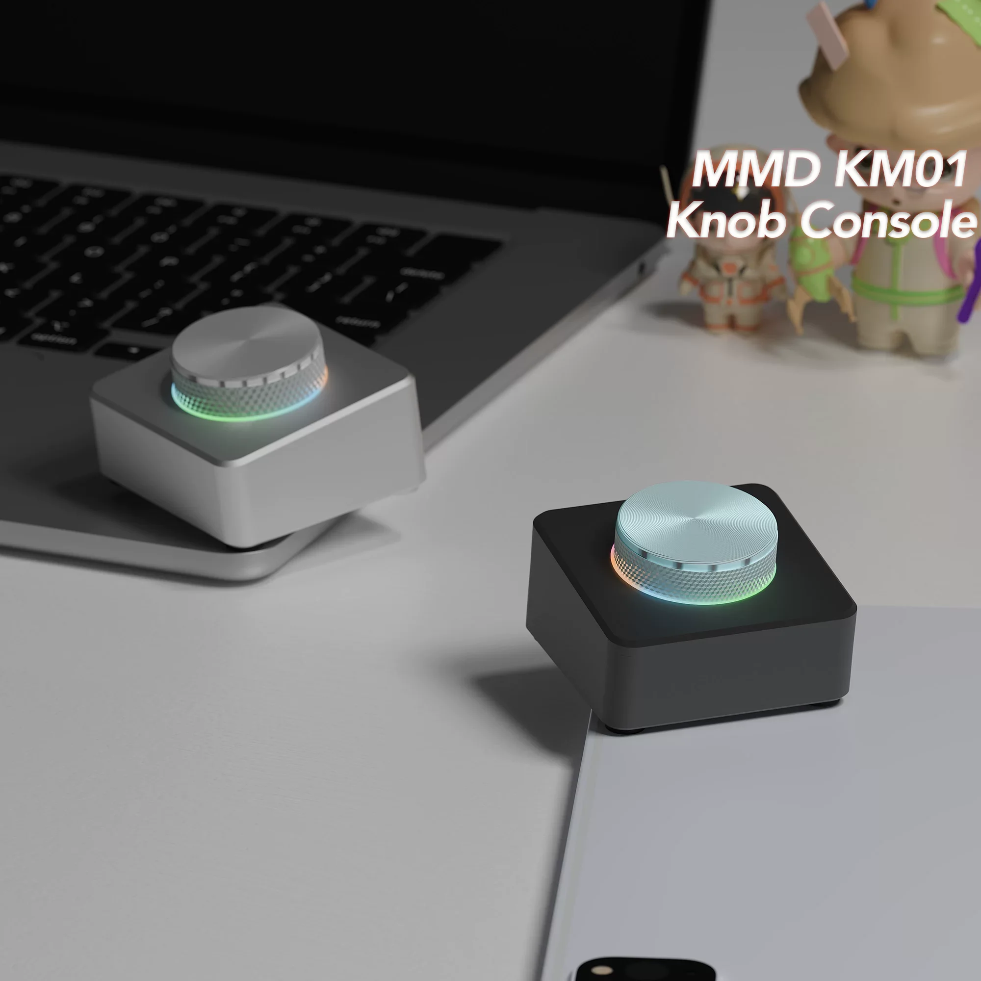 MMD KM01 Multimedia Control Keypad Wireless Tri Mode Aluminum Alloy Body Customize Volume Knob DIY Office Software Shortcut Keys