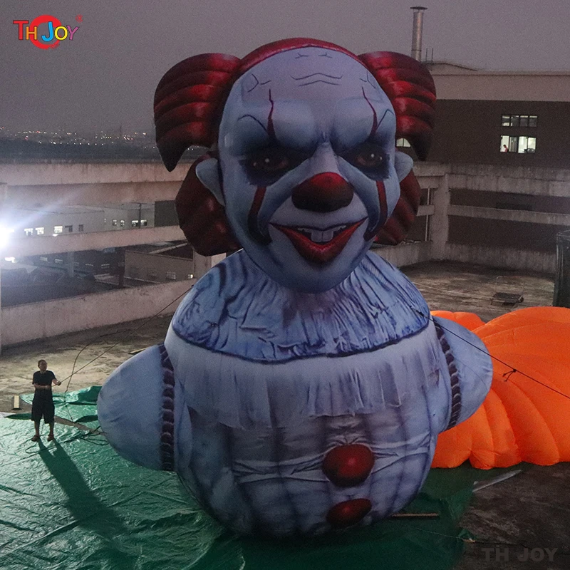 Modèle de ballon de Clown gonflable géant de Style suspendu de décoration effrayante avec la lumière LED pour les accessoires d'événements d'Halloween
