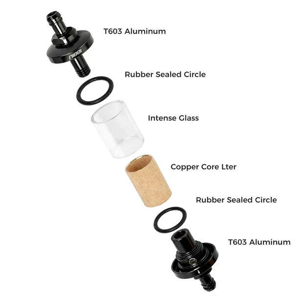 NIBBI CNC Aluminium 8mm Kraftstoff-Ölfilter Glas-Gas Gesinterte Kupferfilter-Kerne für Yamaha KTM Dirt Pit Bike Roller Motorrad – Detail 4