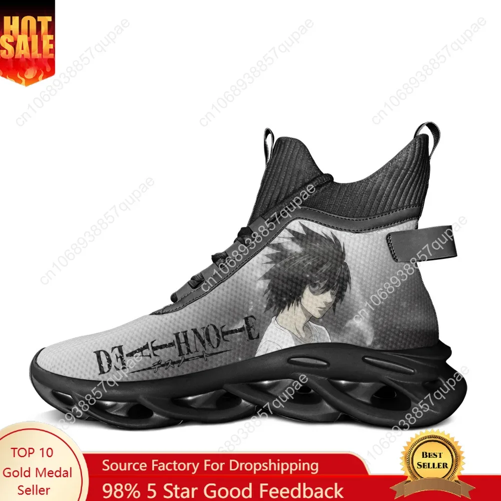 

Высокие кроссовки Death Note с героями мультфильмов, аниме, мужская и женская спортивная обувь для подростков, кроссовки для бега, сетчатая обувь на шнуровке, обувь по индивидуальному заказу