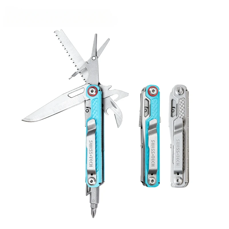 SWISS TECH 11 IN 1 Multitool Mini Folding Knife Outdoor EDC Tactical Camping Survival Tools Portable Pocket Knife Scissors