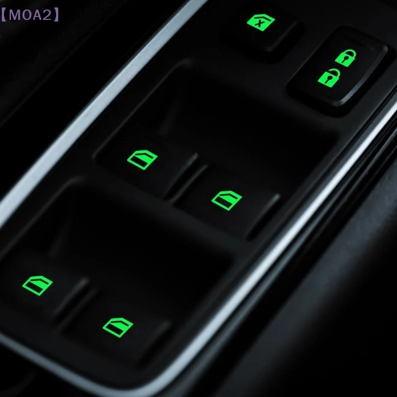 【MO2】1/3/5Sheets 18pcs Car Window Control Button Luminous Stickers Glow In The Dark Waterproof Auto Interior Decals{M}