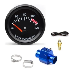 2 Inches 52mm Car Water Temperature Gauge 40~120 ℃ With Water Temp Sensor & Water Temp Joint Pipe 1/8ZG Sensor Adapter Car Gauge