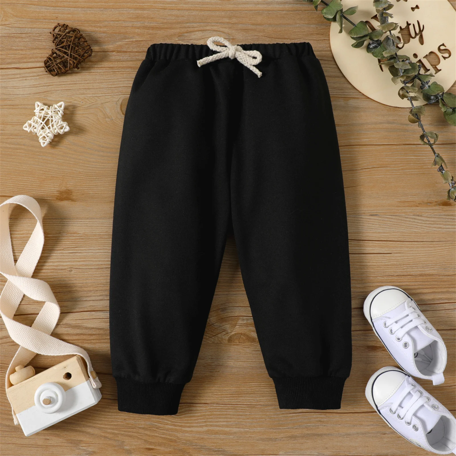 PatPat Baby Boy/Girl Solid Elasticized Waist Sweatpants Joggers Pants Soft and Comfortable Perfect for Outings and Daily Wear