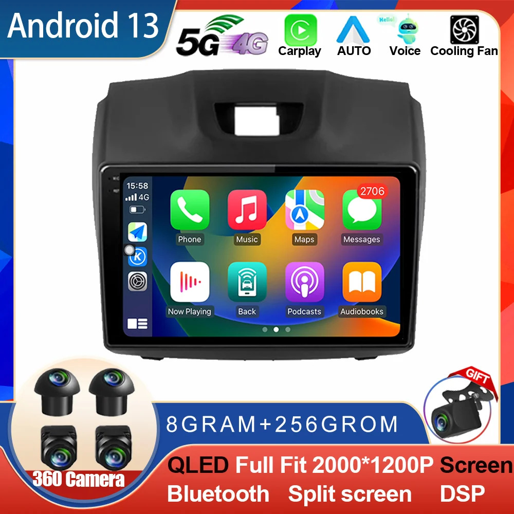 

Android 13 For Chevrolet TrailBlazer 2 S10 Holden Colorado For Isuzu D-Max DMAX Car Radio Multimedia Player Carplay Navigation