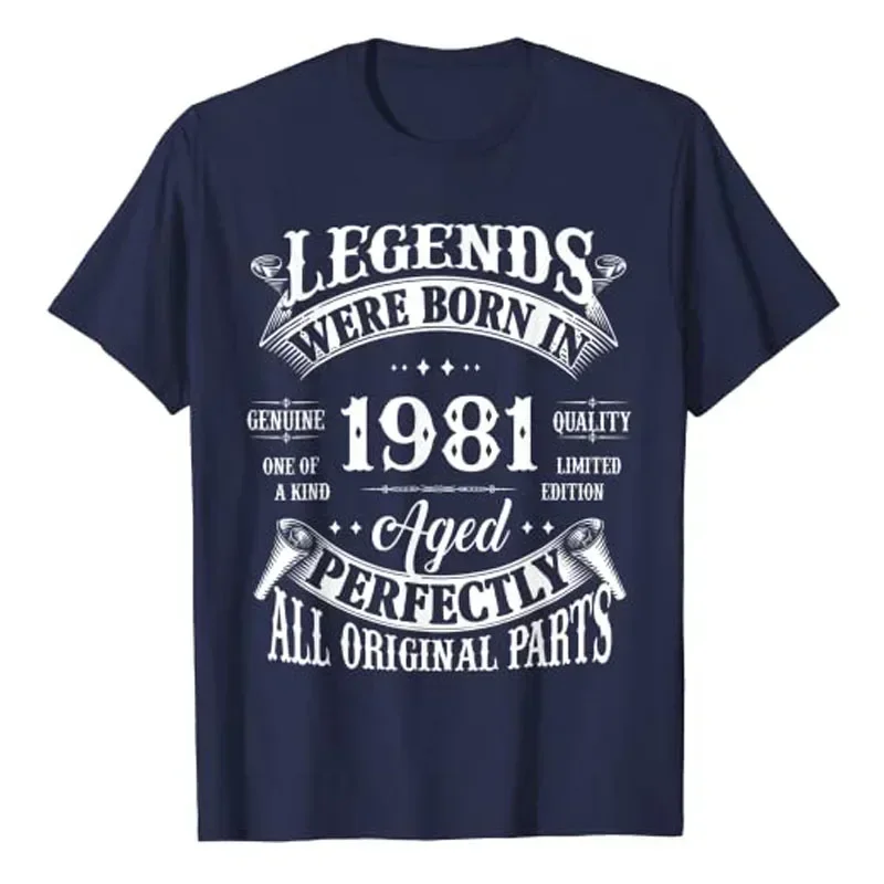 42nd Birthday Tee Vintage Legends Born In 1981 42 Years Old T-Shirt Funny 80s Awesome Tee Tops Sayings Graphic Outfits Gift Idea