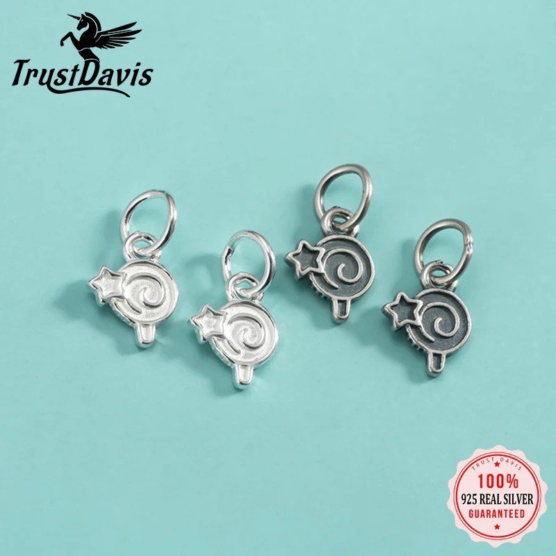 

TrustDavis Real 925 Sterling Silver Cute Five-Pointed Star Candy Pendant DIY Accessories Fine Jewelry Wholesale DZ1832