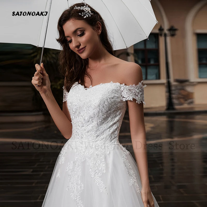 Vestidos De Novia elegancki Boho weselny sukienka 2023 dla kobiet Off The Shoulder Lace-up aplikacje Princesa suknia dla nowożeńców szata sukien ślubnych