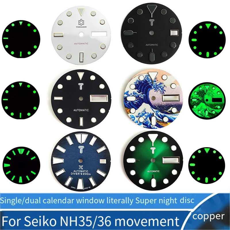 

NH35A NH36A 4R, аксессуары для механизмов 6R, циферблат часов 28,5 мм для Seiko Skx007 Skx009, новый SPRD, медный, буквальный, двойной/одинарный календарь