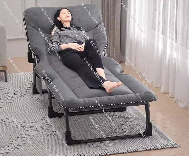 Portable Multifunctional Folding Camp Bed, Simple Recliner for Office Lunch Break Nap and Household Rest Use