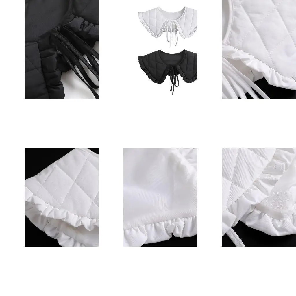 

R1WE женский толстый шаль с накладным воротником, мягкий стеганый клетчатый шарф с оборками, утеплитель для шеи